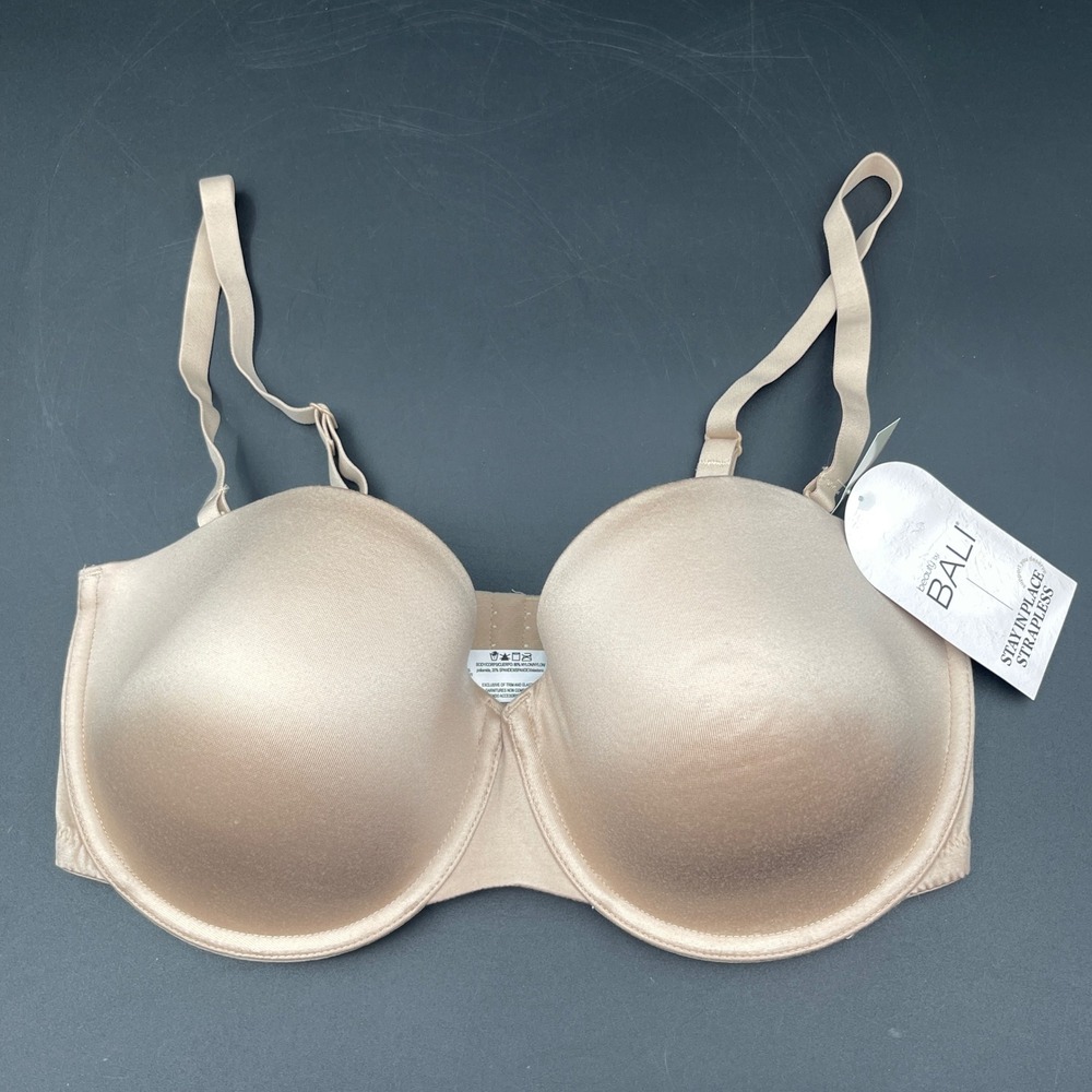 Bali Stay In Place Strapless Convertible Bra Nude Beige 34DD DFB966